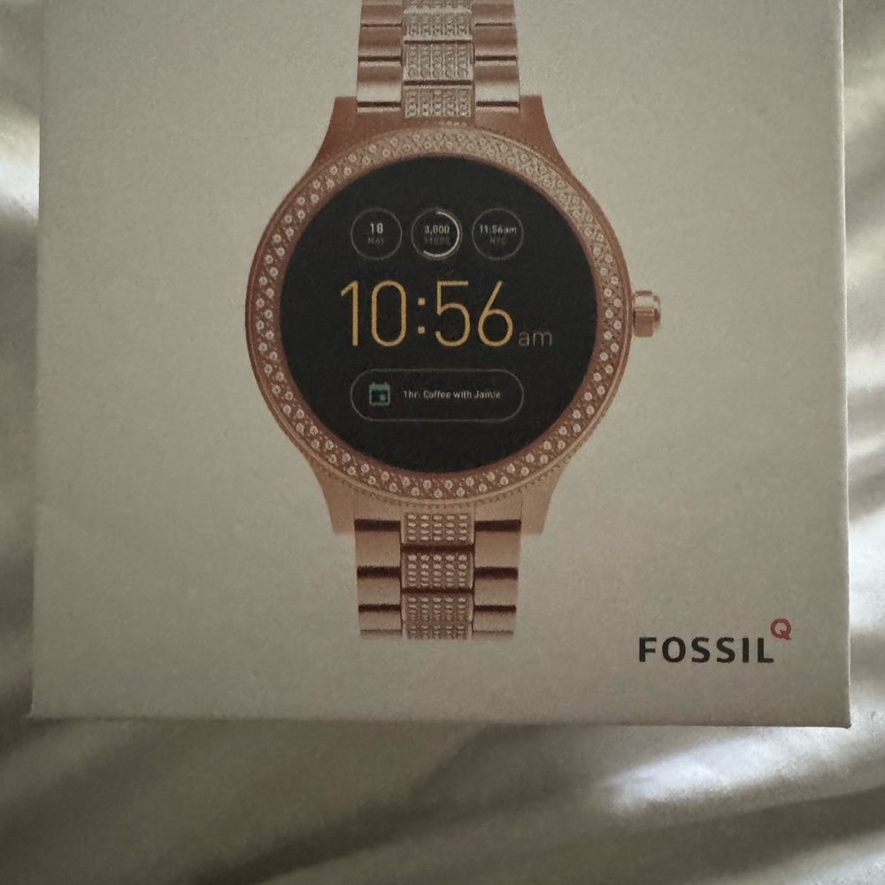 Fossil Rose Gold Smartwatch with Crystal Accents